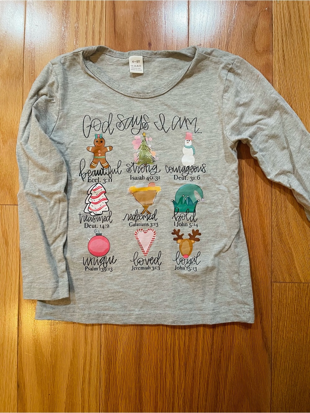 Children's Heather Gray Tee with Religious Holiday Front Graphic